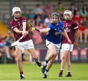 27 May 2023; Ian Ward of Galway in action against Billy Collins of Tipperary during the GAA Celtic Challenge Cup Finals match between Galway and Tipperary at St Brendan’s Park in Birr, Offaly. Photo by Michael P Ryan/Sportsfile *** NO REPRODUCTION FEE***