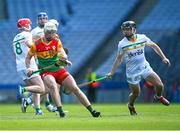 27 May 2023; Fiachra Fitzpatrick of Carlow in action against David Nally of Offaly during the Joe McDonagh Cup Final match between Carlow and Offaly at Croke Park in Dublin. Photo by Tyler Miller/Sportsfile