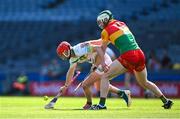 27 May 2023; Eoghan Cahill of Offaly in action against Paul Doyle of Carlow during the Joe McDonagh Cup Final match between Carlow and Offaly at Croke Park in Dublin. Photo by Tyler Miller/Sportsfile