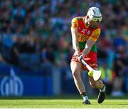 27 May 2023; Martin Kavanagh of Carlow scores his side's second goal from a penalty during the Joe McDonagh Cup Final match between Carlow and Offaly at Croke Park in Dublin. Photo by Stephen Marken/Sportsfile