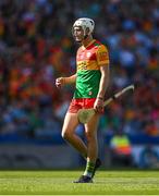 27 May 2023; Paddy Boland of Carlow celebrates after scoring his side's first goal during the Joe McDonagh Cup Final match between Carlow and Offaly at Croke Park in Dublin. Photo by Stephen Marken/Sportsfile