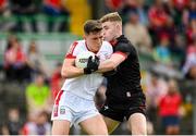27 May 2023; Luke Fahy of Cork in action against Peter Lynch of Louth during the GAA Football All-Ireland Senior Championship Round 1 match between Louth and Cork at Páirc Tailteann in Navan, Meath. Photo by Seb Daly/Sportsfile