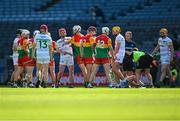 27 May 2023; Players from both sides tussle during the Joe McDonagh Cup Final match between Carlow and Offaly at Croke Park in Dublin. Photo by Tyler Miller/Sportsfile