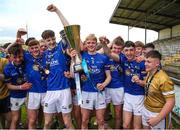 27 May 2023; Tipperary captain Bobby Power lifts the trophy during the GAA Celtic Challenge Cup Finals match between Galway and Tipperary at St Brendan’s Park in Birr, Offaly. Photo by Michael P Ryan/Sportsfile