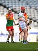 27 May 2023; Eoghan Cahill of Offaly celebrates after scoring a point to draw the scores even during the Joe McDonagh Cup Final match between Carlow and Offaly at Croke Park in Dublin. Photo by Tyler Miller/Sportsfile