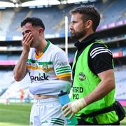 27 May 2023; David Nally of Offaly leaves the pitch after sustaining an injury during the Joe McDonagh Cup Final match between Carlow and Offaly at Croke Park in Dublin. Photo by Stephen Marken/Sportsfile