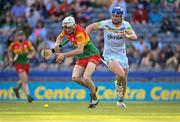 27 May 2023; Conor Kehoe of Carlow in action against Jack Clancy of Offaly during the Joe McDonagh Cup Final match between Carlow and Offaly at Croke Park in Dublin. Photo by Tyler Miller/Sportsfile