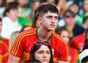 27 May 2023; A Carlow supporter during the Joe McDonagh Cup Final match between Carlow and Offaly at Croke Park in Dublin. Photo by Stephen Marken/Sportsfile