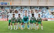 27 May 2023; The Republic of Ireland tam, back from left, Romeo Akachukwu, Jake Grante, Mason Melia, Luke Kehir, Daniel Babb and Freddie Turley with, front, from left, Najemedine Razi, Cory O'Sullivan Jason Healy, Ikechukwu Orazi and Daniel McGrath before the UEFA European U17 Championship Quarter-Final match between Spain and Republic of Ireland at Hidegkuti Hándor Stadium in Budapest, Hungary. Photo by Laszlo Szirtesi/Sportsfile