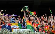 27 May 2023; Paul Doyle of Carlow lifts the cup after the Joe McDonagh Cup Final match between Carlow and Offaly at Croke Park in Dublin. Photo by Tyler Miller/Sportsfile