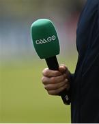 27 May 2023; A GAAGO microphone is seen before the GAA Football All-Ireland Senior Championship Round 1 match between Derry and Monaghan at Celtic Park in Derry. Photo by Harry Murphy/Sportsfile