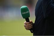 27 May 2023; A GAAGO microphone is seen before the GAA Football All-Ireland Senior Championship Round 1 match between Derry and Monaghan at Celtic Park in Derry. Photo by Harry Murphy/Sportsfile