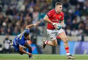 27 May 2023; Shane Daly of Munster makes a break past Herschel Jantjies of DHL Stormers during the United Rugby Championship Final match between DHL Stormers and Munster at DHL Stadium in Cape Town, South Africa. Photo by Nic Bothma/Sportsfile