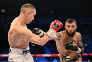 27 May 2023; Anthony Cacace, right, in action against Damian Wrzesinski during their IBO World Super-Featherweight title bout at the SSE Arena in Belfast. Photo by Ramsey Cardy/Sportsfile