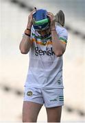 27 May 2023; Adrian Cleary of Offaly reacts after his side's defeat in the Joe McDonagh Cup Final match between Carlow and Offaly at Croke Park in Dublin. Photo by Tyler Miller/Sportsfile