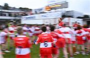 27 May 2023; Derry captain Conor Glass runs out for the second half during the GAA Football All-Ireland Senior Championship Round 1 match between Derry and Monaghan at Celtic Park in Derry. Photo by Harry Murphy/Sportsfile