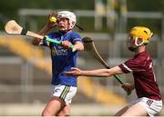 27 May 2023; Tom Delaney of Tipperary in action against Eoin Spellman of Galway during the GAA Celtic Challenge Cup Finals match between Galway and Tipperary at St Brendan’s Park in Birr, Offaly. Photo by Michael P Ryan/Sportsfile *** NO REPRODUCTION FEE***
