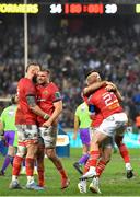 27 May 2023; Munster players, from left, RG Snyman, Tadhg Beirne, Conor Murray and Keith Earls celebrate after the United Rugby Championship Final match between DHL Stormers and Munster at DHL Stadium in Cape Town, South Africa. Photo by Ashley Vlotman/Sportsfile