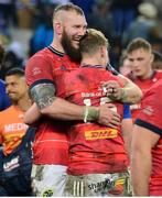 27 May 2023; RG Snyman, left, and Mike Haley of Munster celebrate after the United Rugby Championship Final match between DHL Stormers and Munster at DHL Stadium in Cape Town, South Africa. Photo by Grant Pitcher/Sportsfile