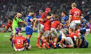 27 May 2023; Munstr players, from left, Malakai Fekitoa, John Hodnett, Josh Wycherley and Keith Earls celebrate at the final whistle of the United Rugby Championship Final match between DHL Stormers and Munster at DHL Stadium in Cape Town, South Africa. Photo by Ashley Vlotman/Sportsfile