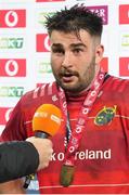 27 May 2023; Man of the match John Hodnett of Munster is interviewed after the United Rugby Championship Final match between DHL Stormers and Munster at DHL Stadium in Cape Town, South Africa. Photo by Nic Bothma/Sportsfile