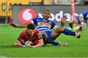 27 May 2023; Calvin Nash of Munster scores his side's second try during the United Rugby Championship Final match between DHL Stormers and Munster at DHL Stadium in Cape Town, South Africa. Photo by Grant Pitcher/Sportsfile