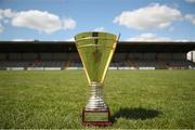 27 May 2023; A view of the Corn Michael Hogan trophy before the GAA Celtic Challenge Cup Finals match between Galway and Tipperary at St Brendan’s Park in Birr, Offaly. Photo by Michael P Ryan/Sportsfile