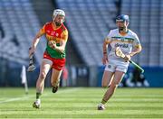 27 May 2023; Jack Kavanagh of Carlow in action against Adrian Cleary of Offaly during the Joe McDonagh Cup Final match between Carlow and Offaly at Croke Park in Dublin. Photo by Tyler Miller/Sportsfile