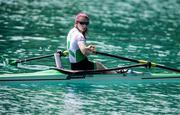 28 May 2023; Siobhan McCrohan of Ireland competes in the Lightweight Women's Single Sculls A Final during day 4 of the European Rowing Championships 2023 at Bled in Slovenia. Photo by Vid Ponikvar/Sportsfile