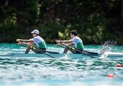 28 May 2023; Philip Doyle, left, and Daire Lynch of Ireland compete in the Men's Double Sculls Final A during day 4 of the European Rowing Championships 2023 at Bled in Slovenia. Photo by Vid Ponikvar/Sportsfile