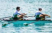 28 May 2023; Philip Doyle, right, and Daire Lynch of Ireland  after competition in the Men's Double Sculls Final A during day 4 of the European Rowing Championships 2023 at Bled in Slovenia. Photo by Vid Ponikvar/Sportsfile