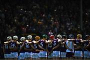 28 May 2023; Wexford players stand for the playing of Amhrán na bhFiann before the Leinster GAA Hurling Senior Championship Round 5 match between Wexford and Kilkenny at Chadwicks Wexford Park in Wexford. Photo by Eóin Noonan/Sportsfile