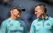 28 May 2023; Dublin manager Micheál Donoghue, left, and selector Francis Forde before the Leinster GAA Hurling Senior Championship Round 5 match between Dublin and Galway at Croke Park in Dublin. Photo by Ramsey Cardy/Sportsfile