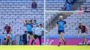 28 May 2023; Danny Sutcliffe of Dublin celebrates after scoring his side's second goal during the Leinster GAA Hurling Senior Championship Round 5 match between Dublin and Galway at Croke Park in Dublin. Photo by Ramsey Cardy/Sportsfile