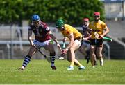 28 May 2023; Ciaran Doyle of Westmeath in action against Niall McKenna of Antrim during the Leinster GAA Hurling Senior Championship Round 5 match between Westmeath and Antrim at TEG Cusack Park in Mullingar, Westmeath. Photo by Tyler Miller/Sportsfile