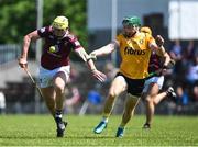 28 May 2023; Aaron Craig of Westmeath in action against Niall McKenna of Antrim during the Leinster GAA Hurling Senior Championship Round 5 match between Westmeath and Antrim at TEG Cusack Park in Mullingar, Westmeath. Photo by Tyler Miller/Sportsfile