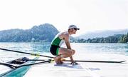 28 May 2023; Brian Colsh of Ireland after competing in the Men's Single Sculls Final C during day 4 of the European Rowing Championships 2023 at Bled in Slovenia. Photo by Vid Ponikvar/Sportsfile