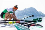 28 May 2023; Imogen Magner of Ireland prior to the competition in the Women's Pair Final B during day 4 of the European Rowing Championships 2023 at Bled in Slovenia. Photo by Vid Ponikvar/Sportsfile