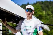 28 May 2023; Ross Corrigan of Ireland prior to the competition in the Men's Four Final B during day 4 of the European Rowing Championships 2023 at Bled in Slovenia. Photo by Vid Ponikvar/Sportsfile