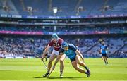 28 May 2023; Eoghan O'Donnell of Dublin in action against Conor Cooney of Galway during the Leinster GAA Hurling Senior Championship Round 5 match between Dublin and Galway at Croke Park in Dublin. Photo by Ramsey Cardy/Sportsfile
