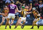 28 May 2023; Lee Chin of Wexford in action against Tommy Walsh, left, and Huw Lawlor of Kilkenny during the Leinster GAA Hurling Senior Championship Round 5 match between Wexford and Kilkenny at Chadwicks Wexford Park in Wexford. Photo by Eóin Noonan/Sportsfile