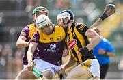 28 May 2023; Huw Lawlor of Kilkenny is tackled by Rory O'Connor of Wexford during the Leinster GAA Hurling Senior Championship Round 5 match between Wexford and Kilkenny at Chadwicks Wexford Park in Wexford. Photo by Eóin Noonan/Sportsfile