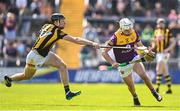28 May 2023; Rory O'Connor of Wexford is tackled by Conor Delaney of Kilkenny during the Leinster GAA Hurling Senior Championship Round 5 match between Wexford and Kilkenny at Chadwicks Wexford Park in Wexford. Photo by Eóin Noonan/Sportsfile