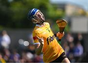 28 May 2023; James McNaughton of Antrim celebrates after scoring his side's fourth goal during the Leinster GAA Hurling Senior Championship Round 5 match between Westmeath and Antrim at TEG Cusack Park in Mullingar, Westmeath. Photo by Tyler Miller/Sportsfile