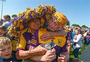 28 May 2023; Simon Donohoe of Wexford celebrates with supporter Myle Connors after the Leinster GAA Hurling Senior Championship Round 5 match between Wexford and Kilkenny at Chadwicks Wexford Park in Wexford. Photo by Eóin Noonan/Sportsfile