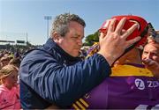 28 May 2023; Wexford manager Darragh Egan celebrates with Lee Chin of Wexford after the Leinster GAA Hurling Senior Championship Round 5 match between Wexford and Kilkenny at Chadwicks Wexford Park in Wexford. Photo by Eóin Noonan/Sportsfile