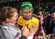 28 May 2023; Conor McDonald of Wexford celebrates with supporters after the Leinster GAA Hurling Senior Championship Round 5 match between Wexford and Kilkenny at Chadwicks Wexford Park in Wexford. Photo by Eóin Noonan/Sportsfile