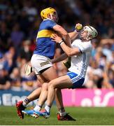 28 May 2023; Dessie Hutchinson of Waterford collides with Ronan Maher of Tipperary during the Munster GAA Hurling Senior Championship Round 5 match between Tipperary and Waterford at FBD Semple Stadium in Thurles, Tipperary. Photo by Michael P Ryan/Sportsfile