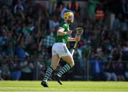 28 May 2023; Seamus Flanagan  of Limerick celebrates after scoring his side's first goal during the Munster GAA Hurling Senior Championship Round 5 match between Limerick and Cork at TUS Gaelic Grounds in Limerick. Photo by Daire Brennan/Sportsfile