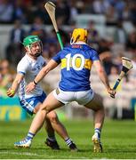 28 May 2023; Jack Prendergast of Waterford in action against Conor Stakelum of Tipperary during the Munster GAA Hurling Senior Championship Round 5 match between Tipperary and Waterford at FBD Semple Stadium in Thurles, Tipperary. Photo by Michael P Ryan/Sportsfile